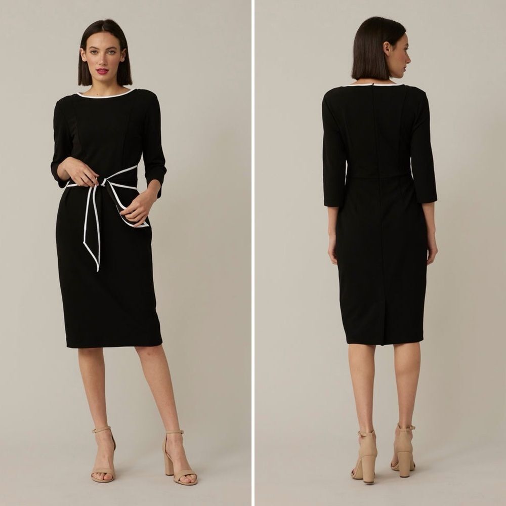 Joseph Ribkoff Black Sheath Dress with Bateau Neckline 12